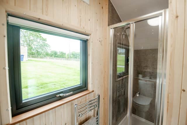 The ensuite shower room at the rear of the pod.