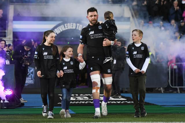 Ryan Wilson led out Glasgow Warriors with his children.