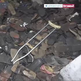 This image from a video, shows the aftermath of a deadly stampede in Sanaa, Yemen. Picture: Al-Masirah TV Channel via AP
