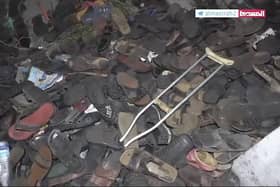 This image from a video, shows the aftermath of a deadly stampede in Sanaa, Yemen. Picture: Al-Masirah TV Channel via AP