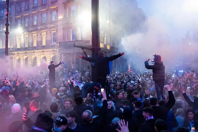 Rangers fans broke lockdown rules to celebrate their title win last weekend. Picture: SNS