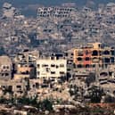 Destroyed buildings in the northern Gaza Strip on January 13, 2025