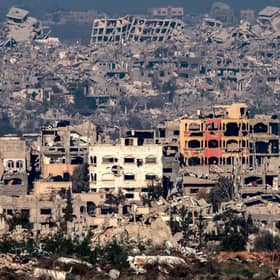 Destroyed buildings in the northern Gaza Strip on January 13, 2025