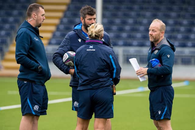 Bryan Easson during a Scotland Women's training session at the DAM Health Stadium, on August 26, 2022, in Edinburgh, Scotland. (Photo by Ross Parker / SNS Group)