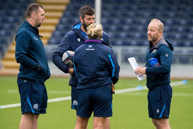 Bryan Easson during a Scotland Women's training session at the DAM Health Stadium, on August 26, 2022, in Edinburgh, Scotland. (Photo by Ross Parker / SNS Group)