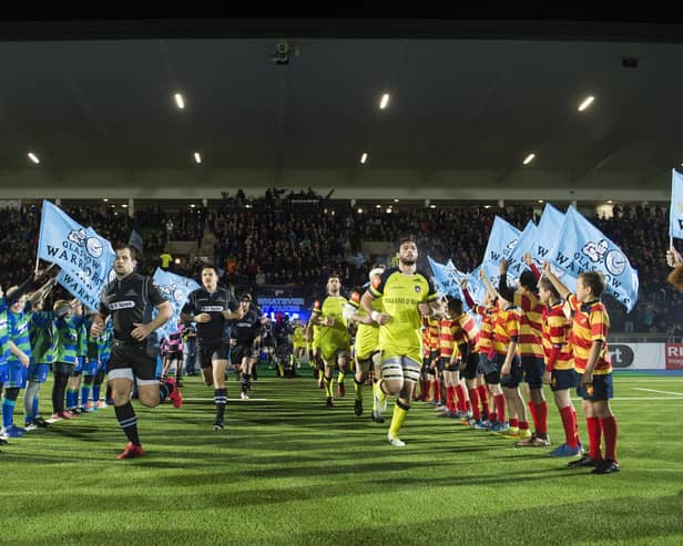 Fraser Brown leads out Glasgow Warriors for the Champions Cup game against Leicester Tigers at the start of the 2016/17 European campaign. This Friday, they kick off the tournament against Northampton Saints at Scotstoun.  (Picture: Gary Hutchison/SNS)