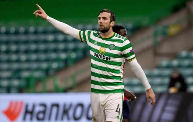 Shane Duffy in action for Celtic during the UEFA Europa League group stage match between Celtic and Lille at Celtic Park on December 10, 2020, in Glasgow, Scotland. (Photo by Alan Harvey / SNS Group)