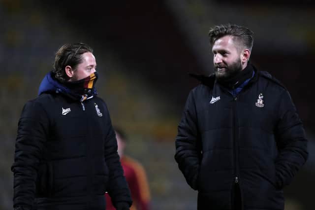 Mark Trueman, right, with co-manager Conor Sellars, has revived Bradford City's fortunes. Picture: George Wood/Getty Images