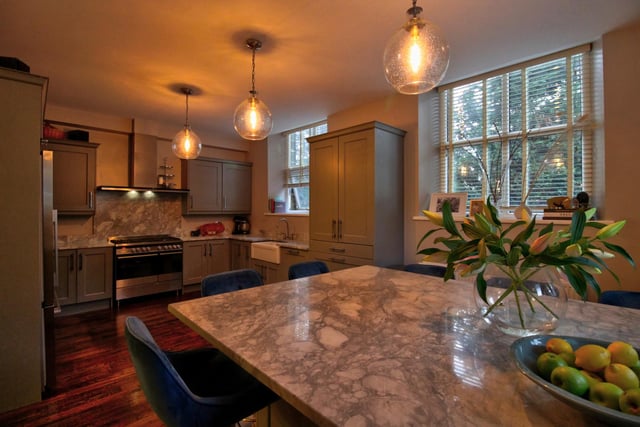 The beautifully fitted kitchen has a dining area which is perfect for all the family.