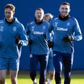 John Souttar during a Rangers training session ahead of facing Aris.