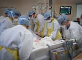 NHS staff attend to a Covid patient in University Hospital Monklands earlier this year (Picture: Jeff J Mitchell/Getty Images)