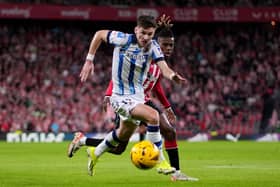 Kieran Tierney, pictured in action for Real Sociedad, has revealed he is open to a return to Celtic. (Photo by Juan Manuel Serrano Arce/Getty Images)