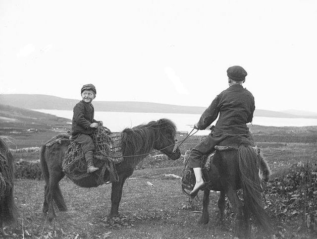 Young boys on Shetland would play a game during the three-day festival of Beltane and the loser, who dropped a piece of good-luck fire, had to get down on their hands and knees and pretend to be a packhorse. PIC: Shetland Museums and Archives.
