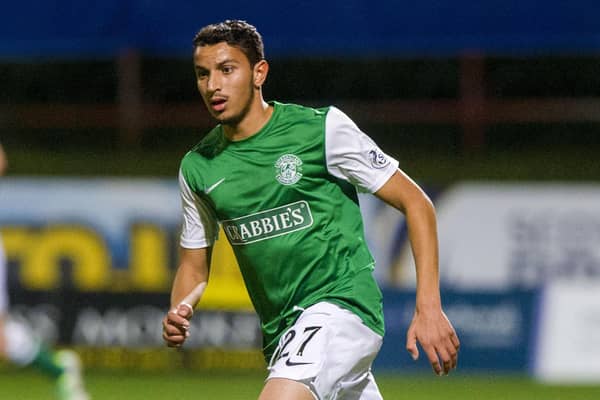 Celtic are reportedly interested in signing Qarabag winger Abdellah Zoubir, pictured in action for Hibs in 2013.