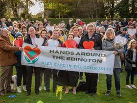 Pictured L-R: Murray Duncanson, Hands Around The Edington; Lorna Sinclair, North Berwick Health & Wellbeing Association; Paul McLennan MSP; Judy Lockhart, North Berwick Community Council; Craig Hoy MSP; Jackie Baillie MSP; Martin Whitfield MSP; Sue Webber MSP.