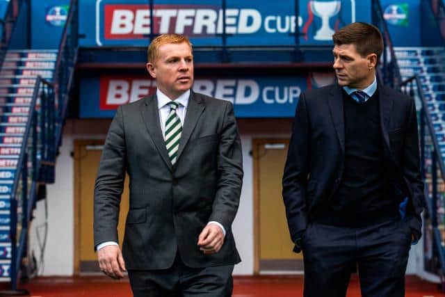 Steven Gerrard won four and lost three of the seven Old Firm matches in which his Rangers team faced Celtic under Neil Lennon. (Photo by Alan Harvey / SNS Group)