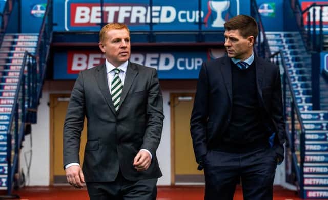 Steven Gerrard won four and lost three of the seven Old Firm matches in which his Rangers team faced Celtic under Neil Lennon. (Photo by Alan Harvey / SNS Group)