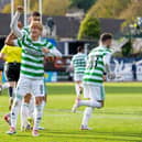 Celtic’s Kyogo Furuhashi celebrates his second goal in the club's 4-2 win away to Dundee last weekend. The Japanese attacker's display led to him being compared to Henrik Larsson but the Swede's former team-mate John Hartson believes that doesn't pass muster. (Photo by Ross MacDonald / SNS Group)
