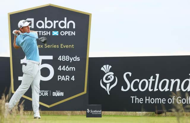 Grant Forrest tees off on the 15th hole in the first round of the abrdn Scottish Open at The Renaissance Club. Picture: Andrew Redington/Getty Images.