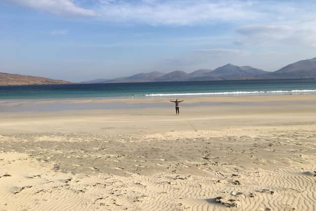 Luskentyre Beach on Harris was the place where Freya North was able to run again after recovering from back surgery.