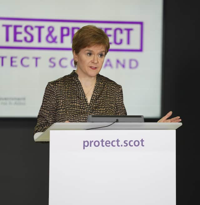 Nicola Sturgeon hold a press conference about the state of the covonavirus outbreak in Scotland