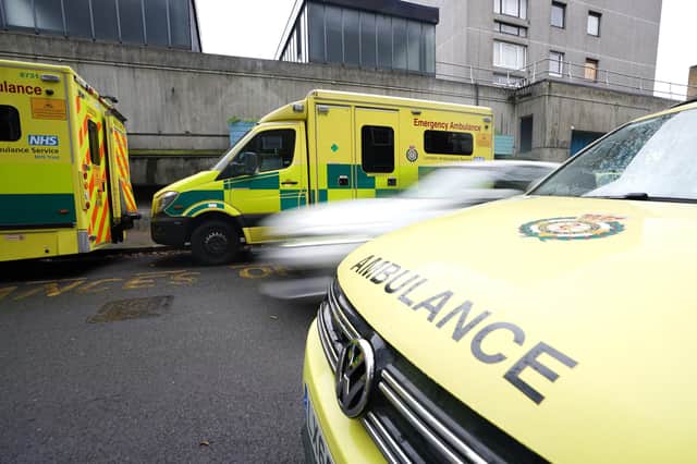 Ambulances are queuing up outside Scottish A&E departments - including one which had to wait 15 hours in Ayrshire. Image: James Manning/Press Association.