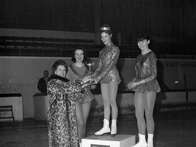 The Chris Gold Trophy is won by Miss K Sharp at the rink in 1964.