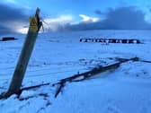 Broken poles in Semblister, Shetland. Picture: SSEN Distribution/PA Wire