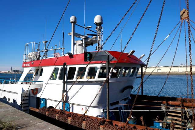 Scottish-operated trawler Cornelis Gert Jan tied up in Le Havre's harbour (Picture: Sameer al-Doumy/AFP via Getty Images)