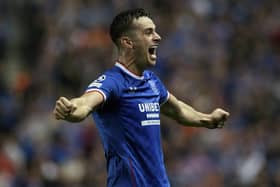 Rangers attacker Tom Lawrence celebrates scoring against PSV Eindhoven with a goal that proved vital to the club negotiating the Champions League play-off amid early season promise dashed by injury. His contribution in that first month leaves Michael Beale in now doubt the Welshman will be "valued" when returning from almost a year out.  (Photo by Craig Williamson / SNS Group)