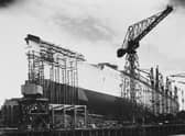 The Queen Mary during its construction at the John Brown & Co shipyard, Clydebank, in 1934. (Picture: Central Press/Hulton Archive/Getty Images)