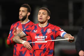 Rangers captain James Tavernier looks dejected after the goalless draw with Dundee. (Photo by Ross MacDonald / SNS Group)