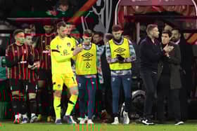 Luton and Bournemouth players applaud the fans after the match was abandoned.