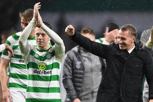 Callum McGregor with former Celtic manager Brendan Rodgers.