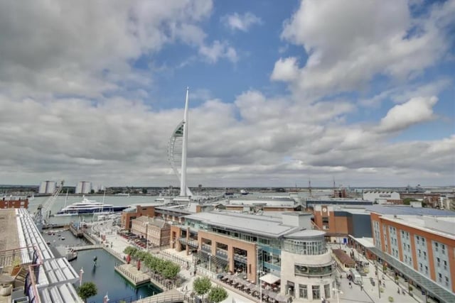 This two bedroom flat in Gunwharf Quays is on sale for £995,000. It is listed by Finest exclusively by Bernards.