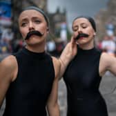 Lucille and Cecilia promote their Sea Lion Play on the Royal Mile during the 2018 Edinburgh Festival Fringe (Picture: Christopher Furlong/Getty Images)