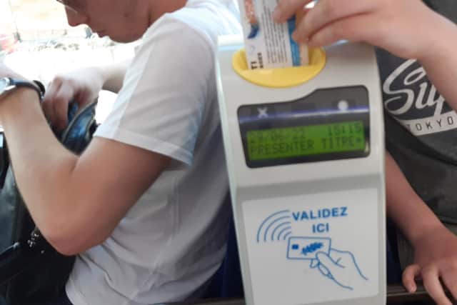 Tickets and passes are validated using machines within buses in Nice, reducing boarding delays. Picture: The Scotsman
