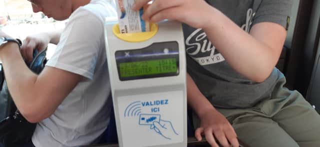 Tickets and passes are validated using machines within buses in Nice, reducing boarding delays. Picture: The Scotsman