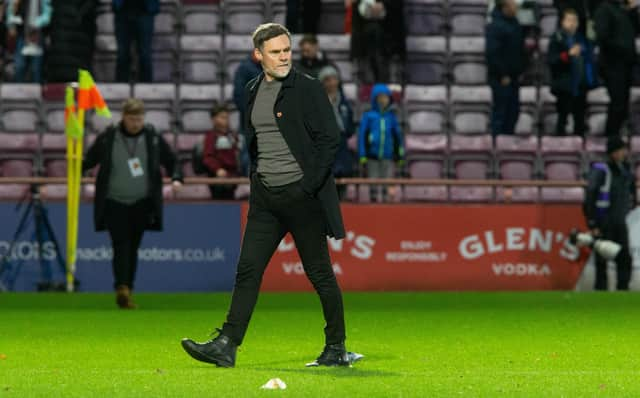 Motherwell manager Graham Alexander after the 2-0 defeat to Hearts at Tynecastle. (Photo by Ewan Bootman / SNS Group)