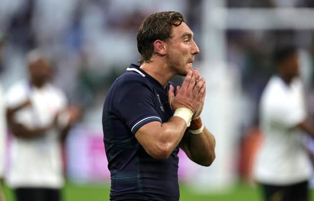 Jamie Ritchie's face says it all after Scotland's defeat by South Africa in Marseille.
