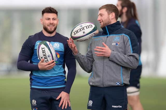 Back in harness: Ali Price, left, is looking forward to linking up again with Finn Russell for Scotland. Picture: Craig Williamson/SNS