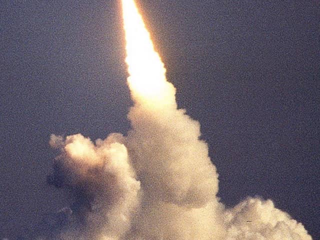 Undated handout file photo issued by the Ministry of Defence of the test firing of a Trident missile.