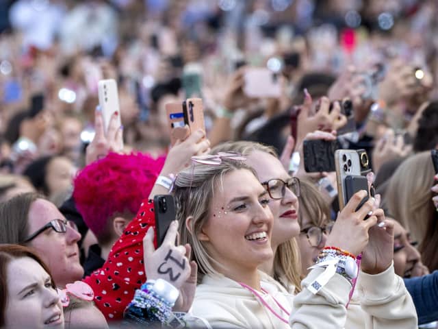 Taylor Swift fans at an Eras Tour concert at Murrayfield Stadium in Edinburgh (Picture: Jane Barlow/PA Wire)