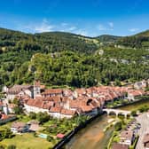 The town of Saint-Ursanne, in Jura, Switzerland, the starting point for a three-day e-biking expedition through the Jura mountains. Pic: Adobe