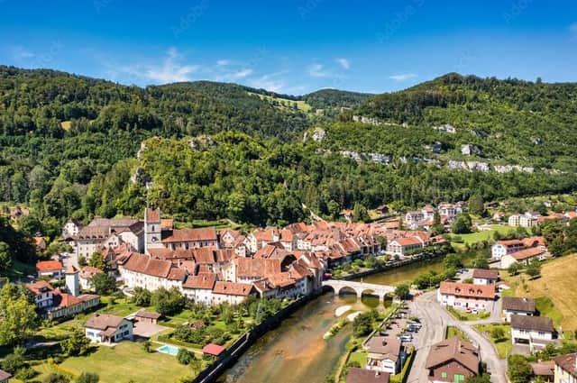 The town of Saint-Ursanne, in Jura, Switzerland, the starting point for a three-day e-biking expedition through the Jura mountains. Pic: Adobe