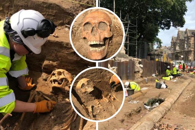 A fascinating medieval graveyard of 14th century bodies has been uncovered. PICS: Lisa Ferguson