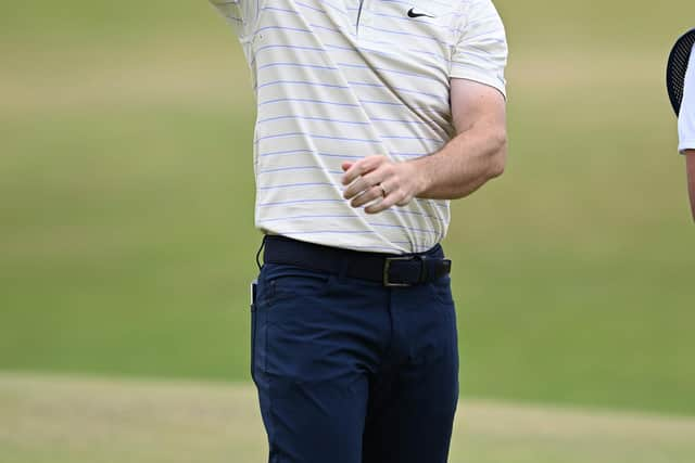 Rory McIlroy waves to the crowd on the 18th green during the final round at the Old Course, St Andrews, Scotland. Pic: Ian Rutherford