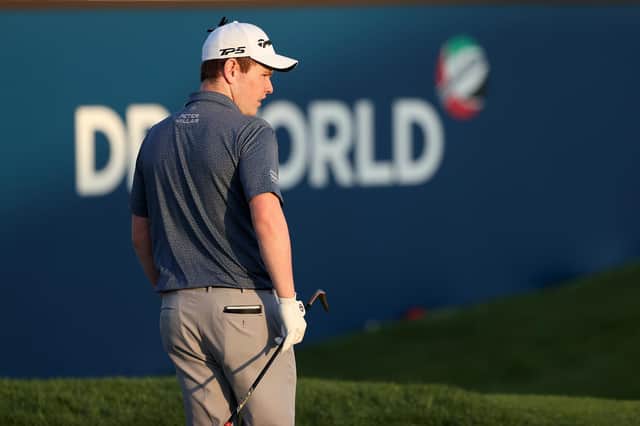Bob MacIntyre looks on after playing a great chip on the 18th green during day two of the DP World Tour Championship at Jumeirah Golf Estates. Picture: Francois Nel/Getty Images