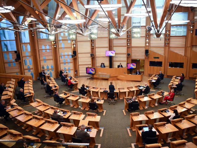 The Scottish Parliament debating chamber.