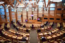 The Scottish Parliament debating chamber.